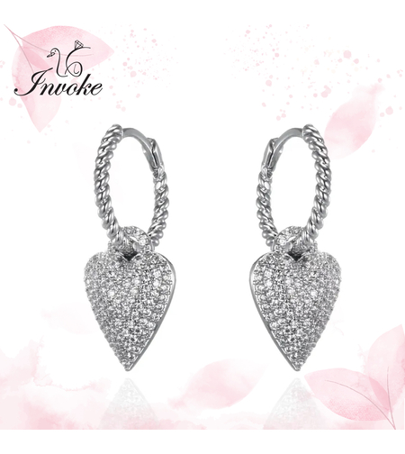 Обеци с платинирано сребро с кубични циркони | Колекция Silver Premium | Бижута Invoke.bg