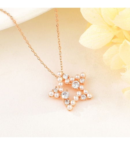 Колие розово позлатяване звезда | Колекция Rose Gold | Бижута Invoke.bg