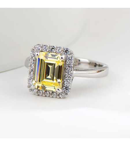 Сребърен пръстен платиниран с кубични циркони | Колекция Silver Premium | Бижута Invoke.bg