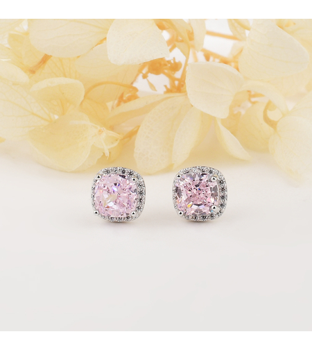PINK ROUND CRUSHED ICE EARRINGS