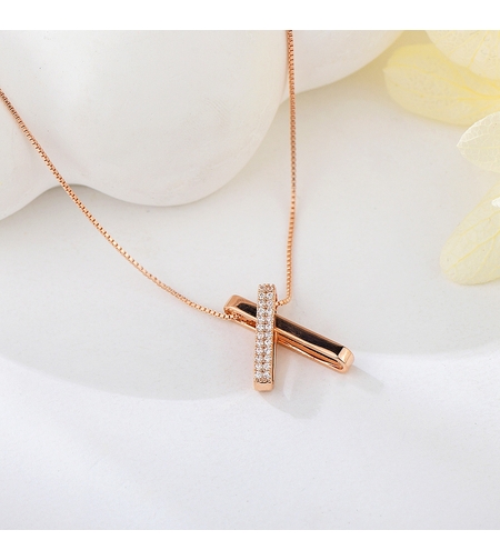 Колие розово позлатяване пресечна точка | Колекция Rose Gold | Бижута Invoke.bg