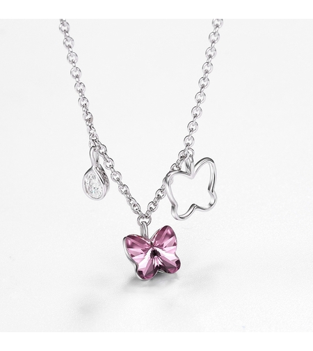 Сребърно колие Пеперуда Swarovski Crystals | колекция Delicate Silver | Бижута Invoke.bg