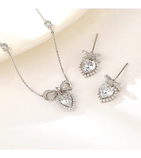 Сребърен комплект Сърце с родий | колекция Delicate Silver | Бижута Invoke.bg