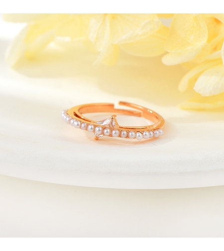 Пръстен розово позлатяване с перли | Колекция Rose Gold | Бижута Invoke.bg