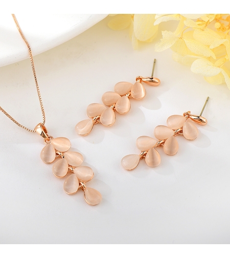 Комплект розово позлатяване котешко око | Колекция Rose Gold | Бижута Invoke.bg