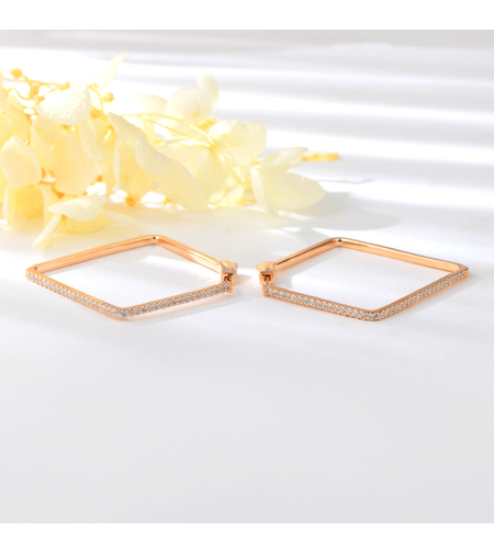 Сребърни обеци Начупени с розово позлатяване | колекция Delicate Silver | Бижута Invoke