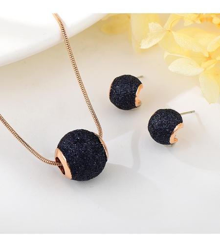 Комплект розово позлатяване черен кристален прашец | Колекция Rose Gold | Бижута Invoke.bg