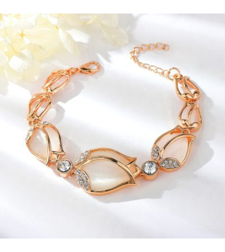 Гривна розово позлатяване с камък котешко око | Колекция Rose Gold | Бижута Invoke.bg