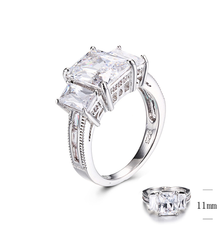 Платиниран сребърен пръстен с кубични циркони | Колекция Silver Premium | Бижута Invoke.bg