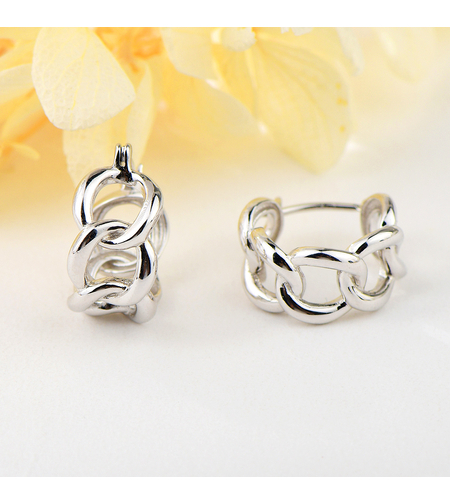 Сребърни обеци Верига с родий | колекция Delicate Silver | Бижута Invoke.bg