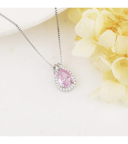 Сребърно колие розова капка | Колекция Crushed Ice | Бижута Invoke