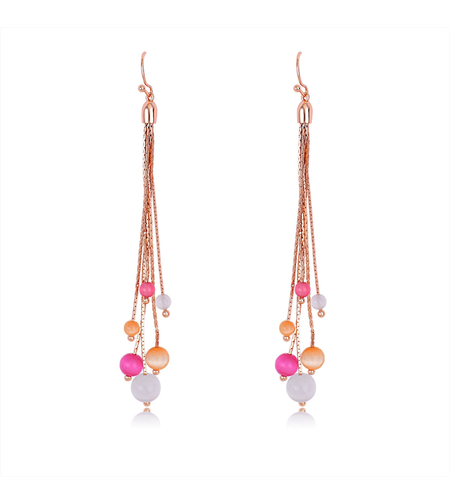 Обеци розово позлатяване висулки с котешко око | Колекция Rose Gold | Бижута Invoke.bg