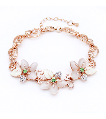 Гривна розово позлатяване с цветя | Колекция Rose Gold | Бижута Invoke.bg