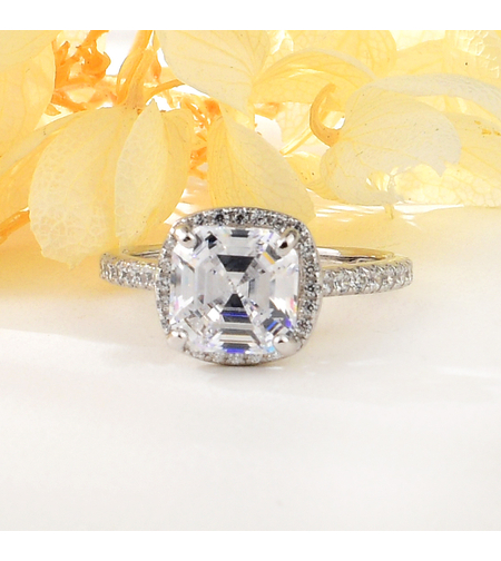 Сребърен пръстен с платина и кубични циркони | Колекция Silver Premium | Бижута Invoke.bg