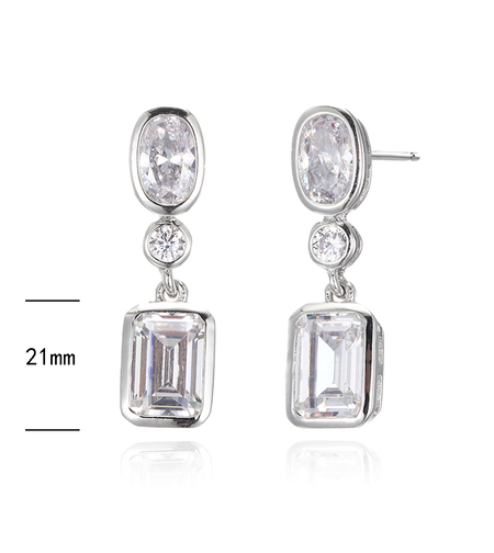 Сребърни обеци платинирани кубични циркони | Колекция Silver Premium | Бижута Invoke.bg