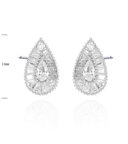 Сребърни обеци с платина и кубични циркони | Колекция Silver Premium | Бижута Invoke.bg