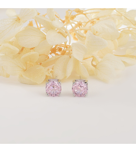 PINK ROUND CRUSHED ICE EARRINGS