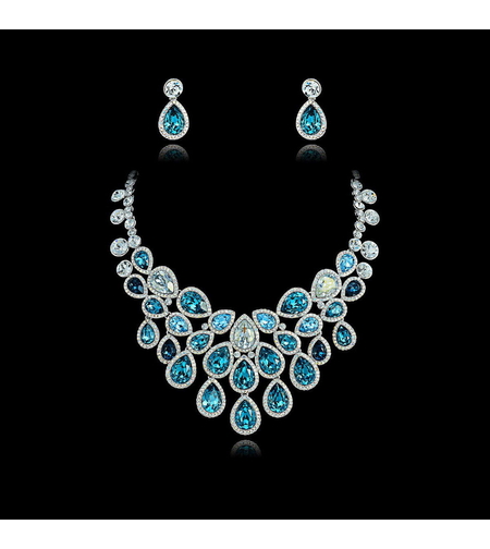 Комплект бяло позлатяване с кристали Swarovski - LSS50 | Бижута Invoke.bg