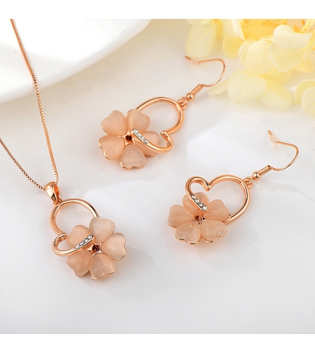 Комплект розово позлатяване флорални сърца | Колекция Rose Gold | Бижута Invoke.bg