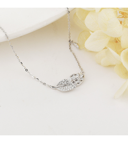 Нежно сребърно колие листо 2700000059531 | колекция Delicate Silver | Бижута Invoke.bg