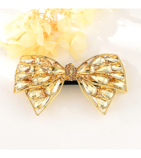 RIBBON WITH GOLDEN CRYSTALS HAIR CLIP YELLOW GOLD PLATING