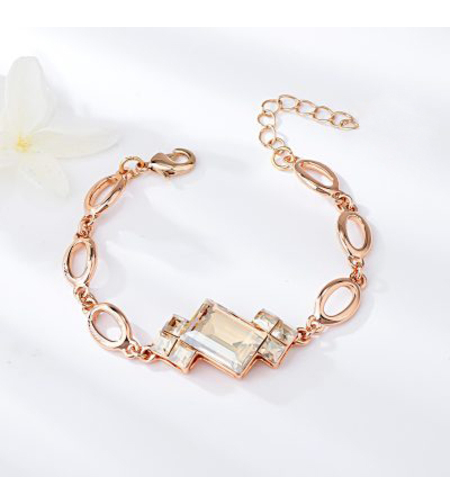 Гривна розово позлатяване геометрия с кристали Swarovski | Колекция Luxury Secret | Бижута Invoke.bg