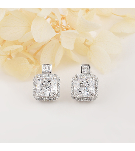 SQUARE CRUSHED ICE EARRINGS