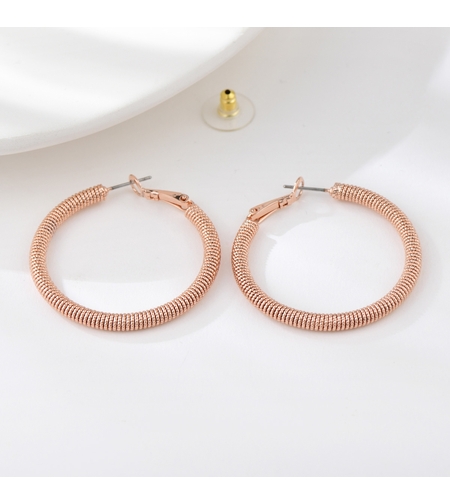 Обеци розово позлатяване халки гравирани | Колекция Rose Gold | Бижута Invoke.bg