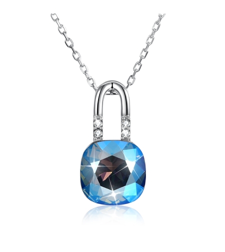 Сребърно колие син Катинар Swarovski Crystals | колекция Delicate Silver | Бижута Invoke.bg