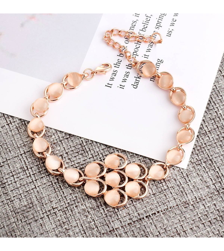 Гривна розово позлатяване с камък котешко око | Колекция Rose Gold | Бижута Invoke.bg