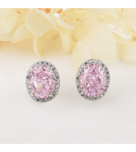 PINK ROUND CRUSHED ICE EARRINGS