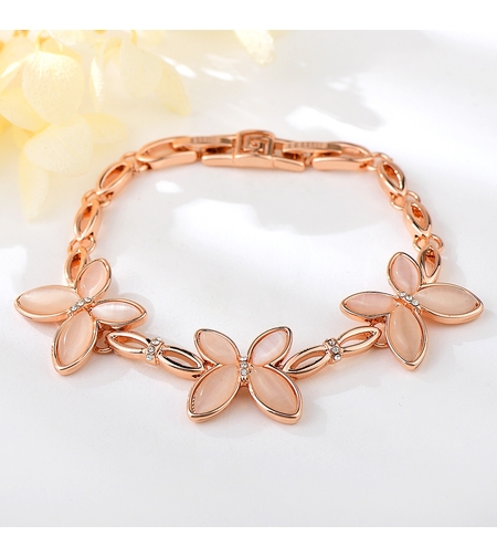 Гривна розово позлатяване пеперуди с котешко око | Колекция Rose Gold | Бижута Invoke.bg