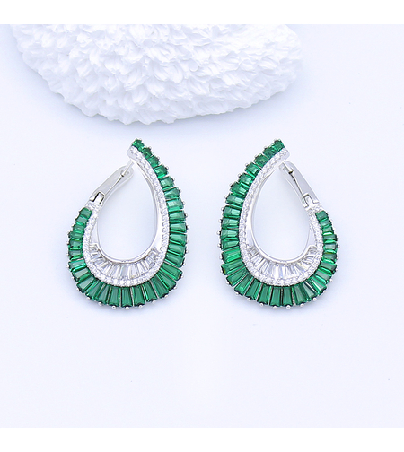 SILVER EARRINGS WITH GREEN ZIRCONIA