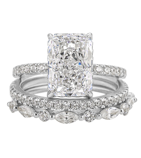 Троен сребърен пръстен с платина и кубични циркони 2700000071472 | Колекция Silver Premium