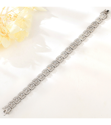 Сребърна гривна с платина и кубични циркони | Колекция Silver Premium | Бижута Invoke.bg