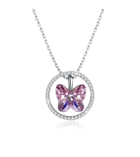 Сребърно колие Пеперуда Swarovski Crystals | колекция Delicate Silver | Бижута Invoke.bg