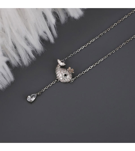 Сребърно колие Рибка Swarovski Crystals | колекция Delicate Silver | Бижута Invoke