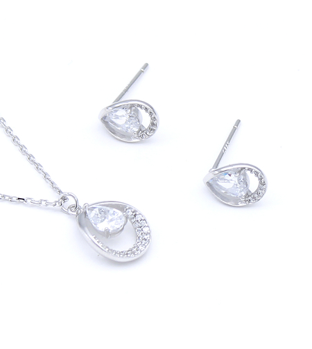 Нежен сребърен комплект капка 2700000069394 | колекция Delicate Silver | Бижута Invoke.bg