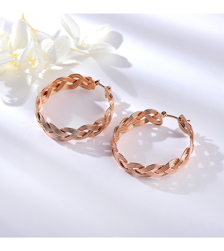 Обеци розово позлатяване халки с кристали Swarovski | Колекция Rose Gold | Бижута Invoke.bg