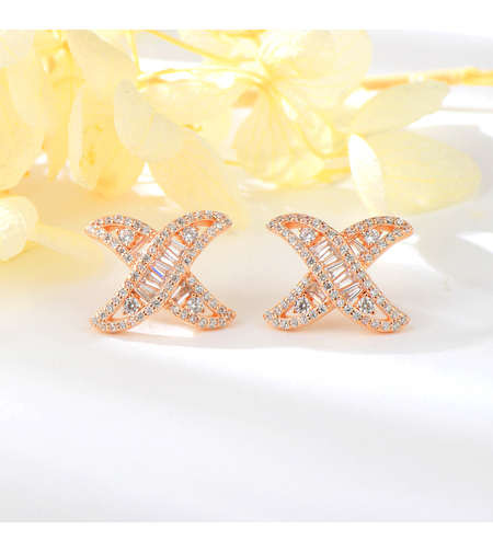 Сребърни обеци X с розово позлатяване | колекция Delicate Silver | Бижута Invoke.bg