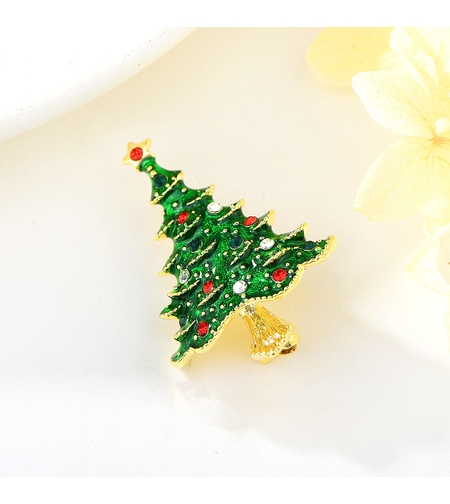 Брошка жълто позлатяване 'Коледна елха' | Бижута Invoke.bg