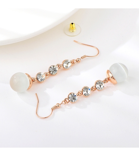 Обеци розово позлатяване дълги | Колекция Rose Gold | Бижута Invoke.bg