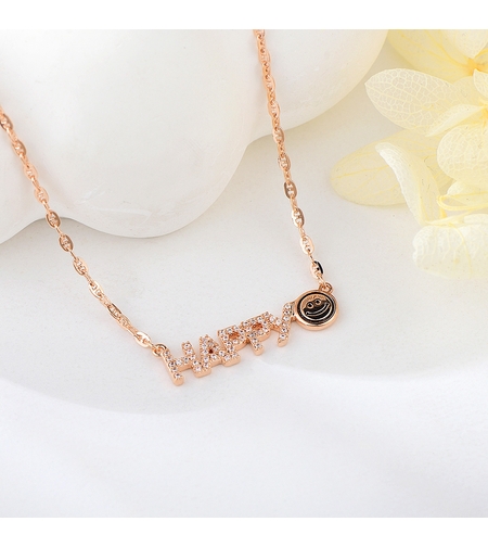 Колие розово позлатяване happy | Колекция Rose Gold | Бижута Invoke.bg