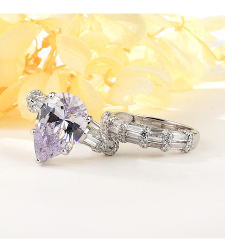 Сребърен пръстен с платина и кубични циркони | Колекция Silver Premium | Бижута Invoke.bg