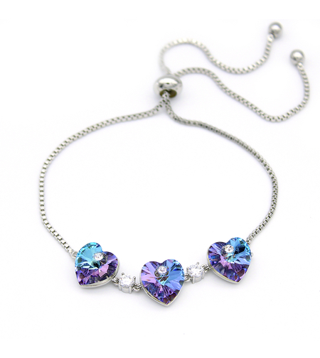 Гривна бяло позлатяване пъстро сърце 1000000000528 | Колекция Luxury Secret