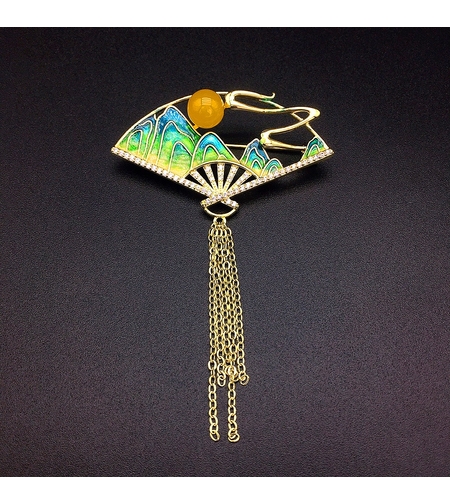 Брошка жълто позлатяване 'Ветрило' | Бижута Invoke.bg