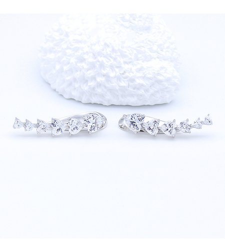 HEARTS SILVER EARRINGS WITH ZIRCONIA STONES