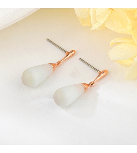 Обеци розово позлатяване кръгло котешко око | Колекция Rose Gold | Бижута Invoke.bg