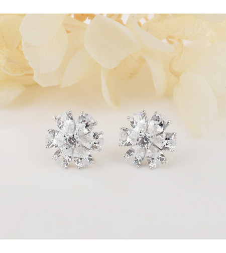 FLOWERS STUD SILVER EARRINGS - 2700000062081