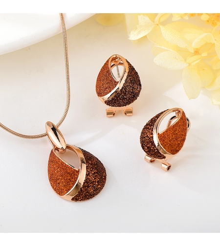 Комплект розово позлатяване капки кристален прашец | Колекция Rose Gold | Бижута Invoke.bg